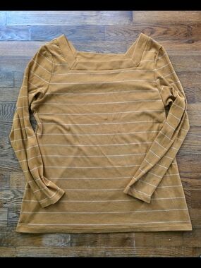 Old Navy Mustard Yellow Striped Long Sleeve Top